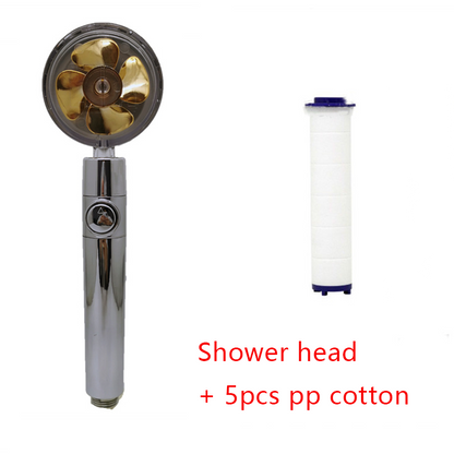 Shower Head Water Saving Flow 360 Degrees Rotating With Small Fan High Pressure Spray Nozzle Bathroom Accessories