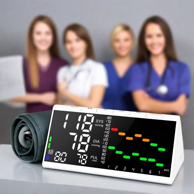Pulsepoint™sphygmomanometer in front of group of people smiling