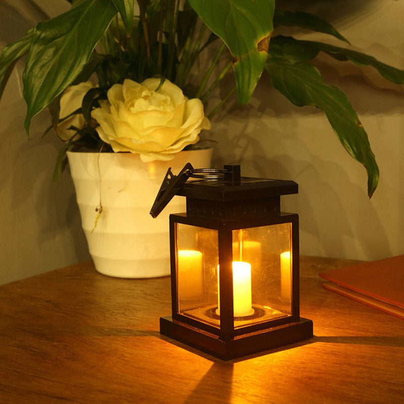 Outdoor solar lantern with soft candle effect