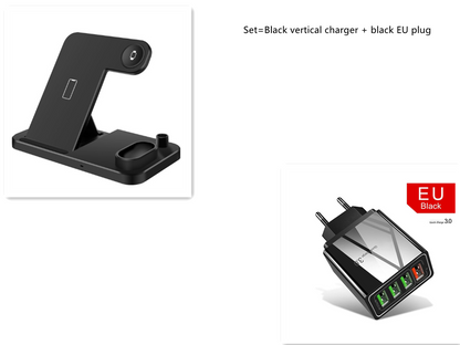 Qi-Certified 4-in-1 Wireless Charging Station: Adjustable, Foldable Design