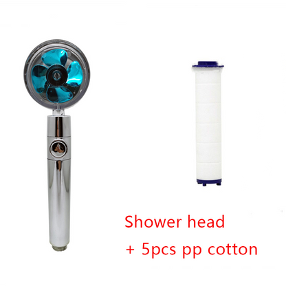 Shower Head Water Saving Flow 360 Degrees Rotating With Small Fan High Pressure Spray Nozzle Bathroom Accessories