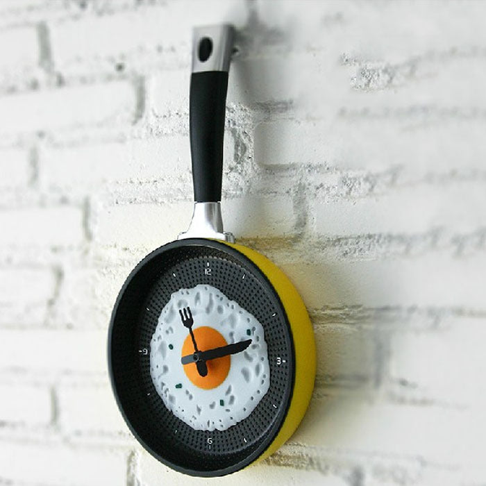 PVC Wall Clock for Kitchen Decor - Whimsical and Creative Omelette Pot Shape