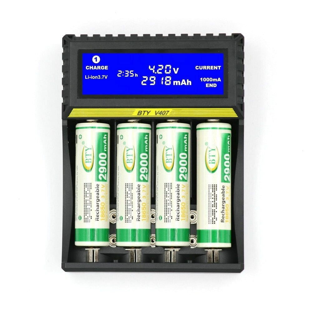 ChargeWave™ - One Charger for 5 Types of Batteries top view with batteries