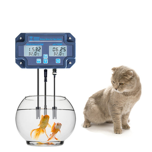 Aquafarmer™ - Remote Fish Tank and Hydroponics Monitor with a cat and fish