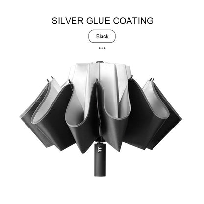 Durable Silver Glue Impact Cloth Umbrella color black