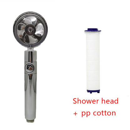 Shower Head Water Saving Flow 360 Degrees Rotating With Small Fan High Pressure Spray Nozzle Bathroom Accessories