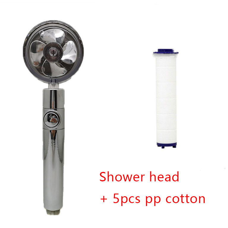 Shower Head Water Saving Flow 360 Degrees Rotating With Small Fan High Pressure Spray Nozzle Bathroom Accessories